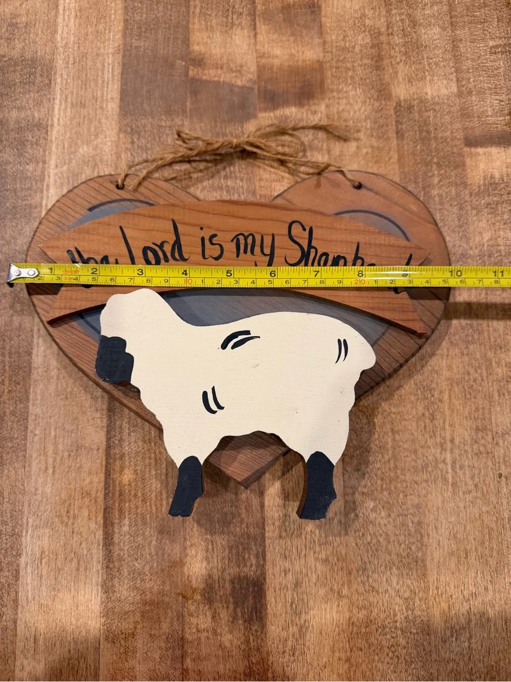 The Lord Is My Shepherd Wooden Sheep Wall Decor - Cream and Brown